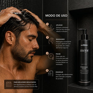 Shampoo Fórmula Hair MEYS – Cafeína e Niacinamida | Antiqueda, Fortalecimento e Crescimento Capilar | 300ml
