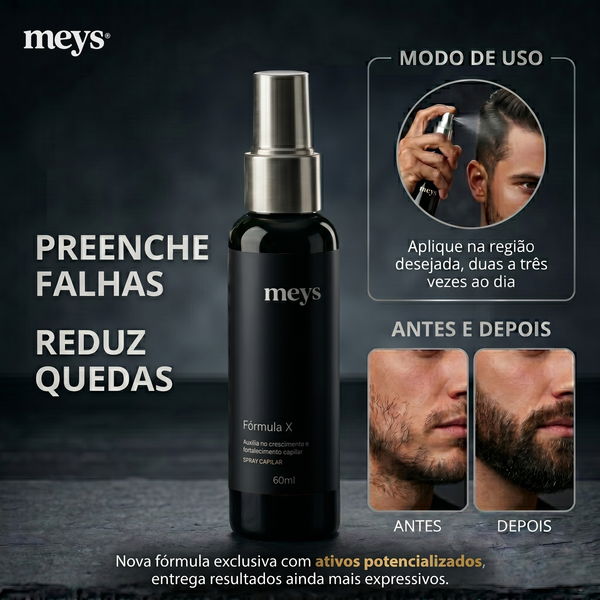 Antes e depois do tônico Fórmula X da Mey's na barba